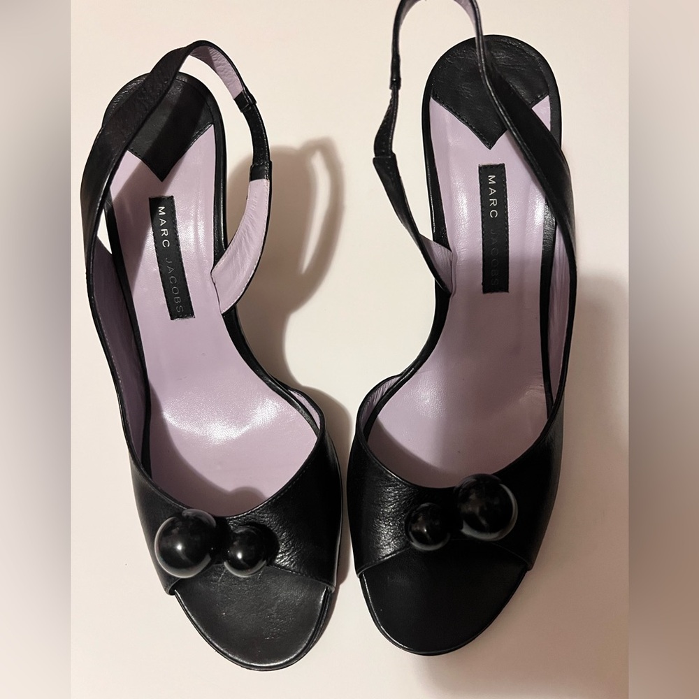Marc Jacobs Black Open-Toe Heels